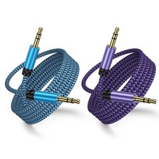 3.5mm Audio Cable,5FT 2Pack Aux Cord 3.5 mm Male to Car Blue,Purple picture