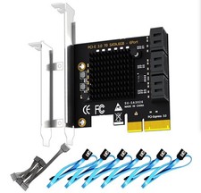 SA3026-C 6-Port PCIe X4 SATA Expansion Card with SATA and Power Cables **NEW** picture