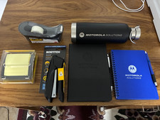 Motorola Solutions Water Bottle, Notebook, Bostitch Stapler, Scotch Tape, Posts picture