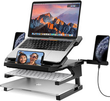 Laptop Stand, 20 Angles Two-Layer Height Adjustable Laptop Stands, Portable Lapt picture