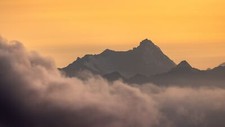 Landscape nature mountain top view photography clouds Custom Gaming Mat Desk picture