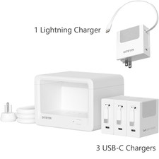 Gitryin Desktop Charging Station Retractable Cable Wall Charger AC/USB/Type-C picture