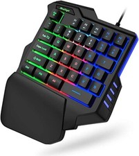 BlueFinger One Handed Gaming Keyboard RGB Backlit 35 Keys Portable Mini Gamin... picture
