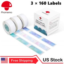 3 Rolls Pattern Square 12×40 mm Starry Night Self-Adhesive Thermal Label Paper picture