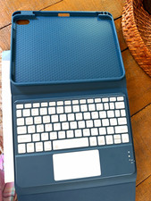 Blue Wireless Keyboard Folio Case w/ Touchpad for Apple iPad, Stand, Pencil picture