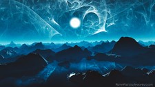 Landscape fantasy art fractal mountains night moon water Custom Gaming Mat Desk picture