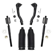 6pcs Front Inner and Outer Tie Rod Ends with Steering Rack Boots Compatible picture