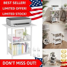 Stylish Heavy-Duty Printer Stand on Wheels - 23”x15” Adjustable Storage Solution picture