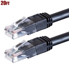 20FT CAT6 RJ45 Outdoor Network LAN Ethernet Cable UTP Copper Wire 24AWG Black picture