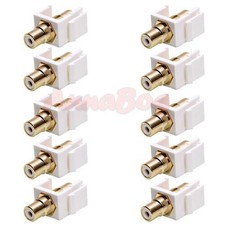10PCS RCA Modular Keystone Jack White Center Audio Cable Coupler for Wall Plate picture