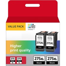 2 Pack PG-275XL Black Ink Cartridges for Canon Pixma TS3522 TR4720 TS3500 TR4700 picture