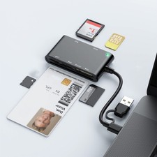 Portable Intelligent Card Reader USB C and A Two Port Support Plugs Play for picture
