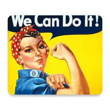 We Can Do It Vintage Poster Yellow Background Red Bandana Mouse Pad 9.25x7.75 picture