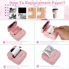 Pink - HuiJuKeJi Mini Sticker Printer Bluetooth Smart Pocket Inkless Thermal picture