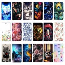 Bird Wolf Cat Flower Leather Card Wallet Cover Case For 17 15 16 Pro Max 16E picture