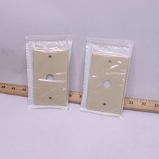 (2-Pk) Leviton Telephone/Cable Wall Plate Standard Size Thermoset Ivory 1-Gang . picture