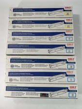 LOT of  7 - Oki 43459303 43459301 Cyan/Yellow Toner Genuine New OEM Sealed Boxed picture
