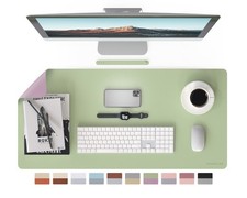 Double-Sided Two-Tone Faux Leather Desk mat Desktop Organization and Accessor... picture