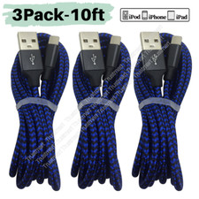 3 Pack Fast Charger Cable Long Charging Cord 10FT For Apple iPhone 14 13 12 11 8 picture