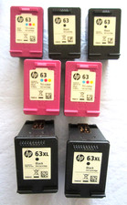 7 Empty 63 HP Ink Cartridges 4 Black & 3 Tri Color Virgin Never Refilled 2 =XL picture