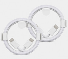 2-Pack USB-C to USB-C 60W PD Fast Charging Braided Nylon Cable 2m White picture