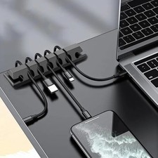 5pc Cable Organizer Set Cord Wire Management Holder Desk Office Home Black picture