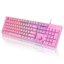 RisoPhy Mechanical Gaming Keyboard, RGB 104 Keys Ultra-Slim Backlit USB Wired... picture