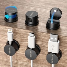 Magnetic Cord Holder 360°Rotation Cord Organizer, 6Pack Cable Clips [1s Lock] A picture