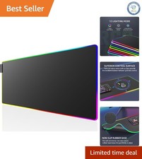 RGB Large Gaming Mouse Pad 31.5x11.8 in - 12 Lighting Modes, Non-Slip Black picture