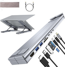 Laptop Docking Station Stand, 8 in 1 USB C Hub HDMI Portable Laptop Stand with U picture