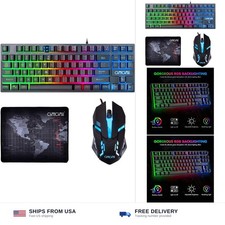 CHONCHOW 87 Keys TKL Gaming Keyboard and Mouse Combo, Wired LED Rainbow Backl... picture
