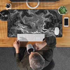 Mt. Everest Topographic Deskmat, Minimal Aesthetic Black & White Map XL Mousepad picture