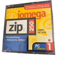Iomega Zip 250MB Disk PC Formatted SuperFloppy Storage Media With Case picture