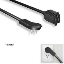 10PCS 6ft 16AWG Low Profile Angled Power Extension Cable NEMA 5-15P/R 13A/125V picture