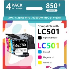 Ink Cartridges LC501XL 4 Pack Compatible For Brother MFc-J1410DW J1360DW J1260W picture