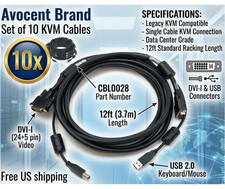 10-Pack Avocent CBL0028 12ft DVI-I USB For Legacy KVM & Server Racks picture