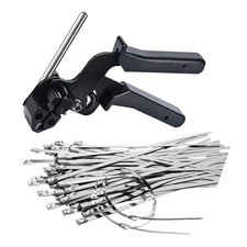 Stainless Steel Tie Gun with 100pcs Metal Zip Ties 7.87in UV Resistant Kit picture