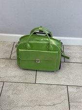 McKlein Glen Ellyn Green Leather 15” Laptop Rolling Briefcase Wheeled Trolley picture