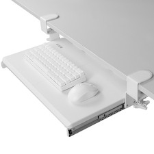 VIVO White Small Clamp-on Computer Keyboard and Mouse Under Desk Slider Tray picture