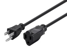 1ft 16AWG Power Extension Cord Cable, 13A (NEMA 5-15P to NEMA 5-15R) picture