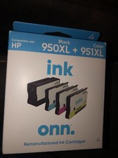 onn. HP 950XL Black and 951XL Color Ink Cartridges, 4 Pack NEW Unused picture