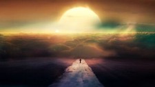 Landscape sunset sky sun art clouds road Custom Gaming Mat Desk picture