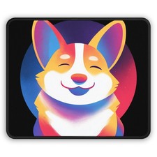 Colorful Smiling Corgi Gaming Mouse Pad | Cute Neon Dog picture