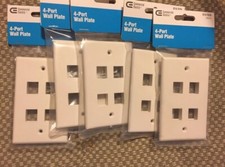 2 Boxes Of 5 Commercial Electric 4-Port Wall Plate White Plastic 614-029 picture