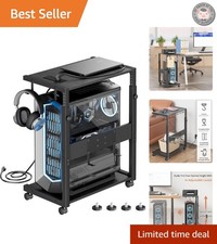 Stylish Black Adjustable CPU Stand with Charging Station for Modern Workspaces picture