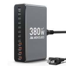 12 Ports Aluminum Alloy 380W Charging Station Fast USB C Charger Block Gray picture