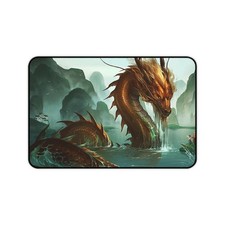 Oriental Brass Bronze Red Water Dragon Gaming Desk Mat Mouse Pad Playmat picture