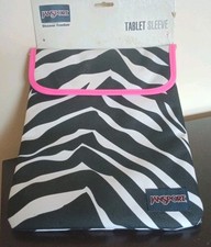 Jansport Tablet Sleeve 8.5 in x 10 in New, Zebra Pattern, Pink Interior picture