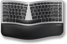 New - Perixx PERIBOARD-818 Compact Wireless Ergonomic Keyboard - White Backlit picture