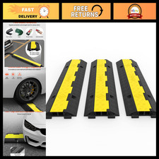 3 Pack 2 Channel Rubber Cable Protector Ramp - 11000lbs Axle Capacity, Driveway picture